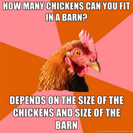 chicken meme - how many chickens can you fit in a barn?